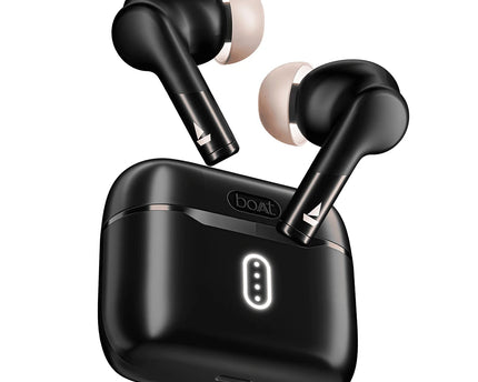 boAt Airdopes 212,Translucent Lid, 50H Battery,ENx Tech, App Support Bluetooth Headset (Noir Black, In the Ear)