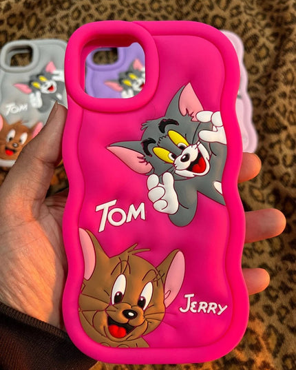 Tom & Jerry Creative Cartoon Trolls Case for iPhone , Shockproof Protective Silicone Cover, Higher Edge Design