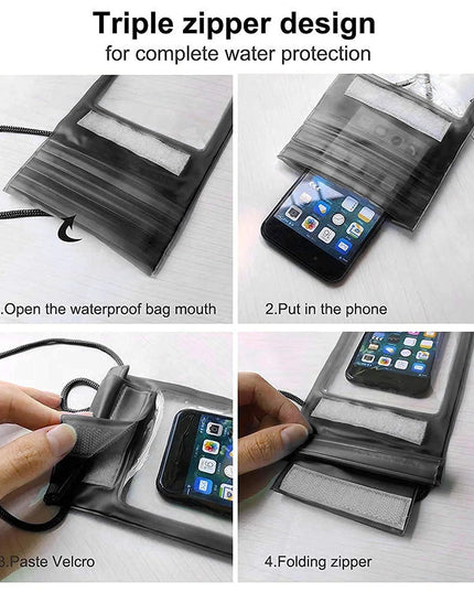 Full 100% Waterproof & Transparent Plastic Pouch Mobile Cover Use in Rainy Seasons(Pack of 4)