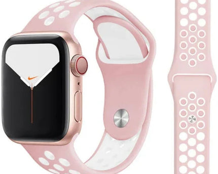 Nike Silicone Soft Watch Band for Apple Watch 38mm | 40mm | 41mm | 42mm Series 10 / Baby Pink White 41-45(Ultra)