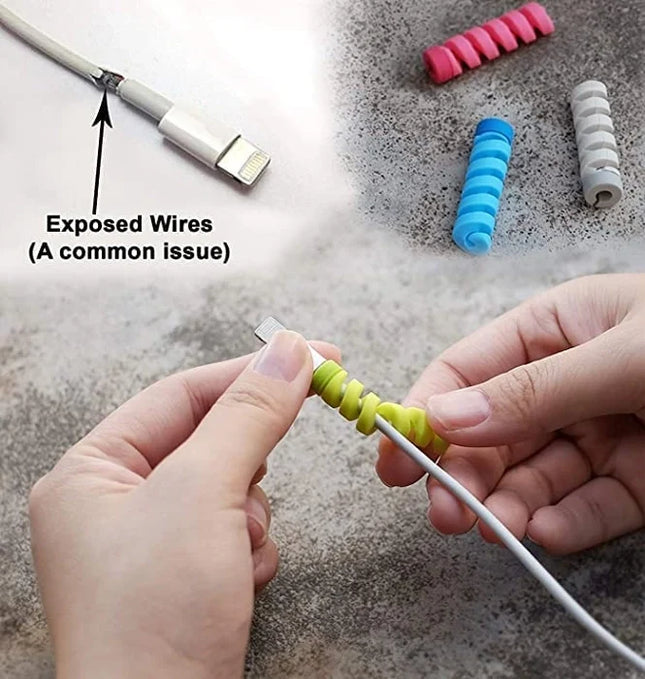 Charger Cable Protector Data Cable Saver Charging Cord Protective Cable Cover - (pack of 4) Multi Color