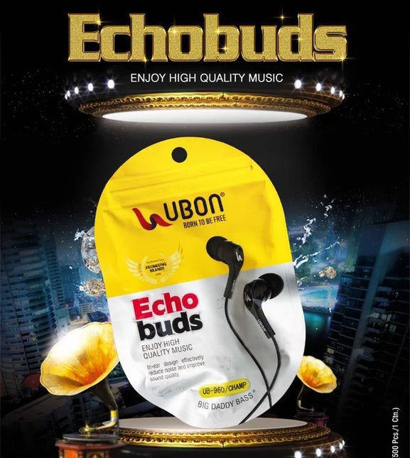 Ubon UB960 Wired Earphone With Mic - ECHO BUDS High Bass